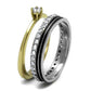 MATK3108 - Two-Tone IP Gold (Ion Plating) Stainless Steel Ring with AAA Grade CZ  in Clear