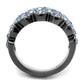 MATK3111 - IP Light Black  (IP Gun) Stainless Steel Ring with Top Grade Crystal  in Light Sapphire