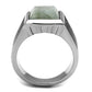 MATK3113 - High polished (no plating) Stainless Steel Ring with Synthetic Twinkling in Gray