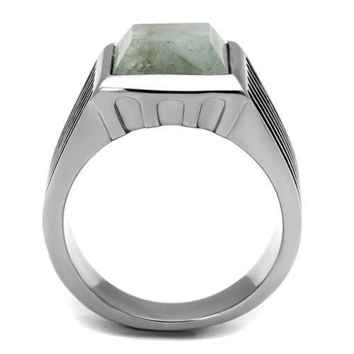 MATK3113 - High polished (no plating) Stainless Steel Ring with Synthetic Twinkling in Gray
