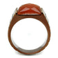 MATK3114 - IP Coffee light Stainless Steel Ring with Semi-Precious Cat Eye in Orange