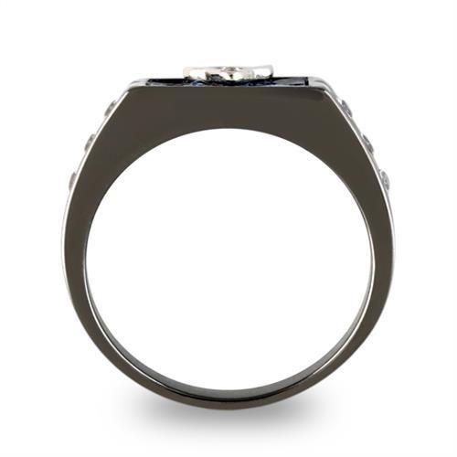 MATK3116 - Two-Tone IP Black Stainless Steel Ring with AAA Grade CZ  in Clear