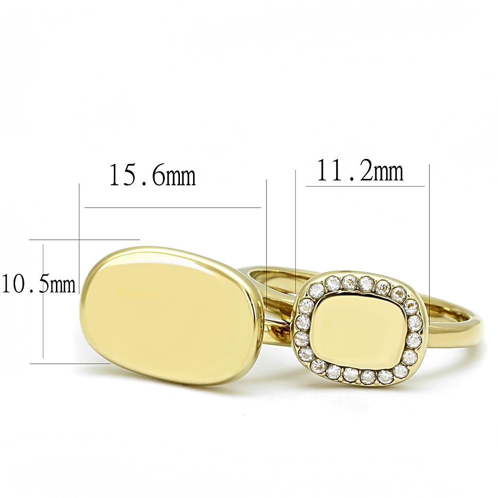 MATK3121 - IP Gold(Ion Plating) Stainless Steel Ring with AAA Grade CZ  in Clear