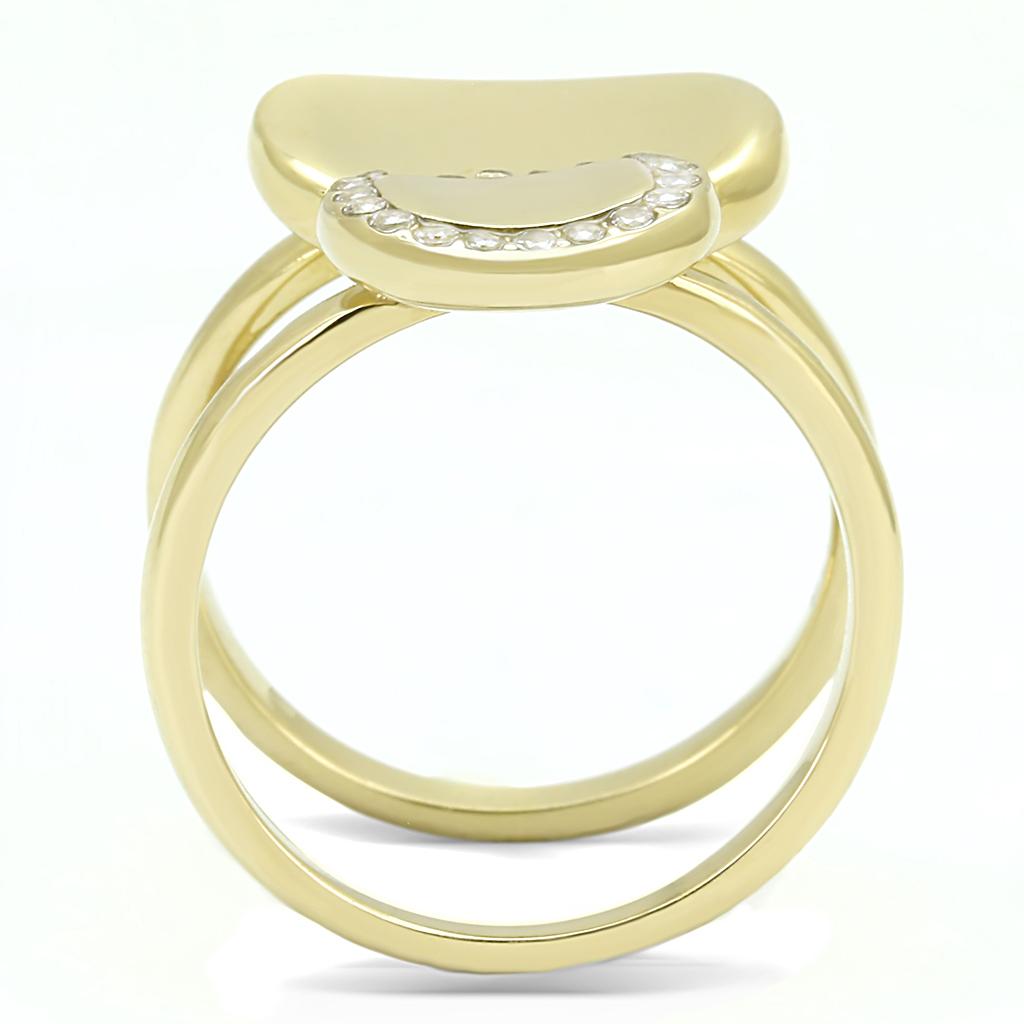 MATK3121 - IP Gold(Ion Plating) Stainless Steel Ring with AAA Grade CZ  in Clear