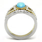 MATK3124 - Two-Tone IP Gold (Ion Plating) Stainless Steel Ring with Synthetic Turquoise in Turquoise