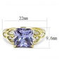 MATK3125 - IP Gold(Ion Plating) Stainless Steel Ring with AAA Grade CZ  in Light Amethyst