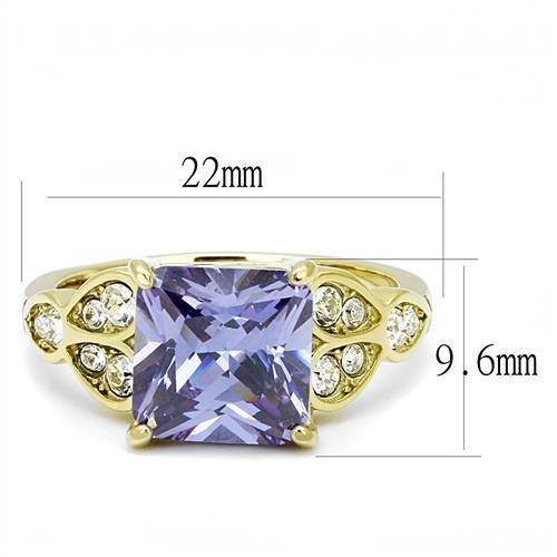 MATK3125 - IP Gold(Ion Plating) Stainless Steel Ring with AAA Grade CZ  in Light Amethyst