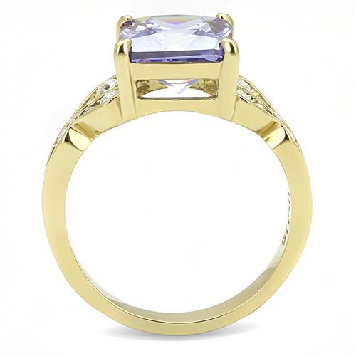 MATK3125 - IP Gold(Ion Plating) Stainless Steel Ring with AAA Grade CZ  in Light Amethyst