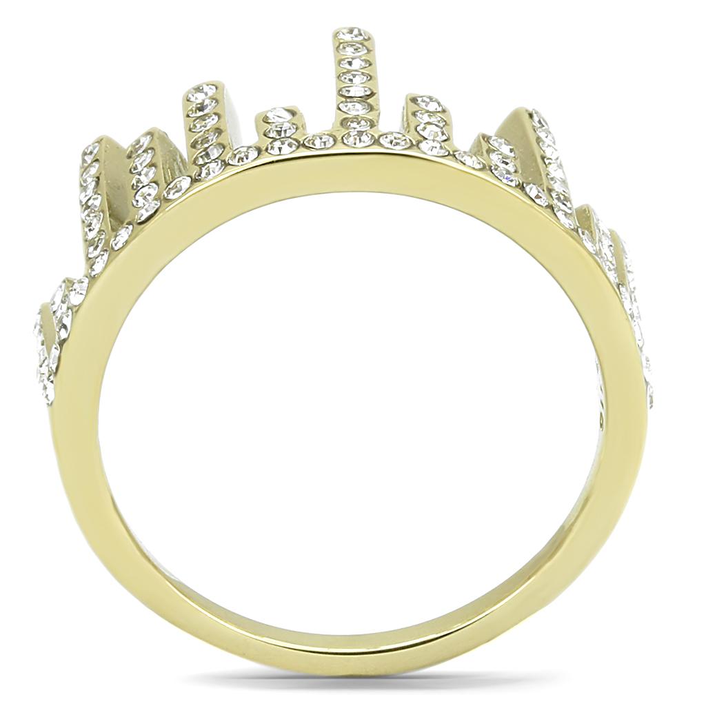 MATK3129 - IP Gold(Ion Plating) Stainless Steel Ring with Top Grade Crystal  in Clear