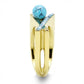 MATK3130 - IP Gold(Ion Plating) Stainless Steel Ring with Synthetic Turquoise in Turquoise