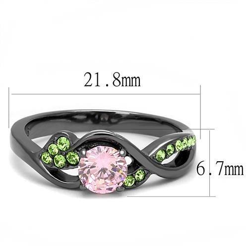 MATK3132 - IP Light Black  (IP Gun) Stainless Steel Ring with AAA Grade CZ  in Rose