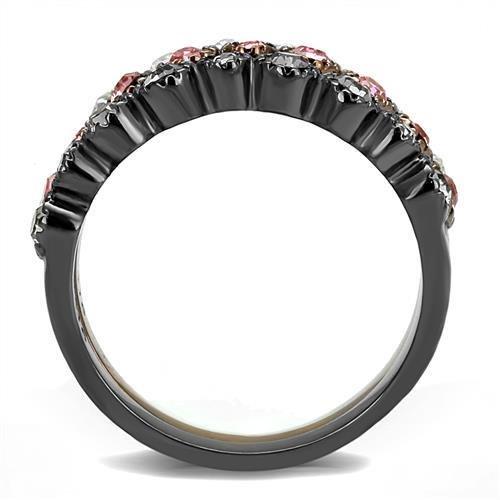 MATK3136 - IP Light Black & IP Light coffee Stainless Steel Ring with Top Grade Crystal  in Multi Color