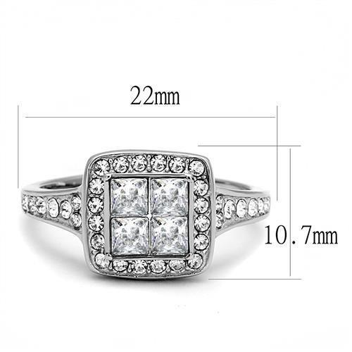 MATK3137 - High polished (no plating) Stainless Steel Ring with AAA Grade CZ  in Clear
