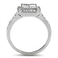 MATK3137 - High polished (no plating) Stainless Steel Ring with AAA Grade CZ  in Clear
