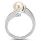 MATK3139 - High polished (no plating) Stainless Steel Ring with Synthetic Pearl in Light Peach