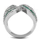 MATK3142 - High polished (no plating) Stainless Steel Ring with Top Grade Crystal  in Emerald