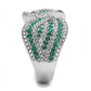 MATK3142 - High polished (no plating) Stainless Steel Ring with Top Grade Crystal  in Emerald