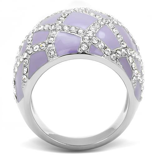 MATK3143 - High polished (no plating) Stainless Steel Ring with Top Grade Crystal  in Clear