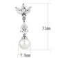 MATK3159 - Rhodium Stainless Steel Earrings with Synthetic Pearl in White