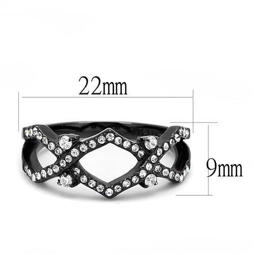 MATK3165 - IP Black(Ion Plating) Stainless Steel Ring with AAA Grade CZ  in Clear