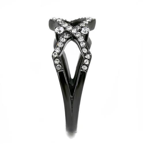 MATK3165 - IP Black(Ion Plating) Stainless Steel Ring with AAA Grade CZ  in Clear
