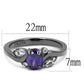 MATK3169 - IP Light Black  (IP Gun) Stainless Steel Ring with AAA Grade CZ  in Tanzanite