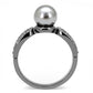 MATK3170 - IP Light Black  (IP Gun) Stainless Steel Ring with Synthetic Pearl in Gray