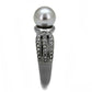 MATK3170 - IP Light Black  (IP Gun) Stainless Steel Ring with Synthetic Pearl in Gray