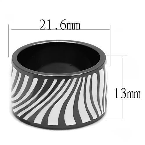 MATK3171 - IP Light Black  (IP Gun) Stainless Steel Ring with Epoxy  in White