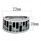 MATK3175 - High polished (no plating) Stainless Steel Ring with Synthetic Synthetic Glass in Sea Blue