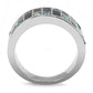 MATK3175 - High polished (no plating) Stainless Steel Ring with Synthetic Synthetic Glass in Sea Blue