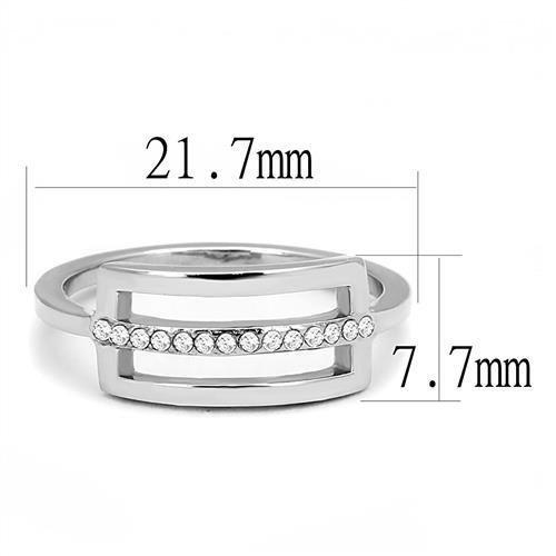 MATK3177 - High polished (no plating) Stainless Steel Ring with AAA Grade CZ  in Clear