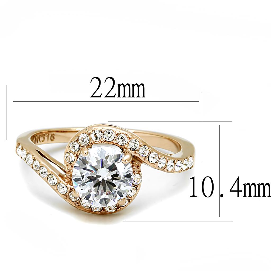 MATK3178 - IP Rose Gold(Ion Plating) Stainless Steel Ring with AAA Grade CZ  in Clear
