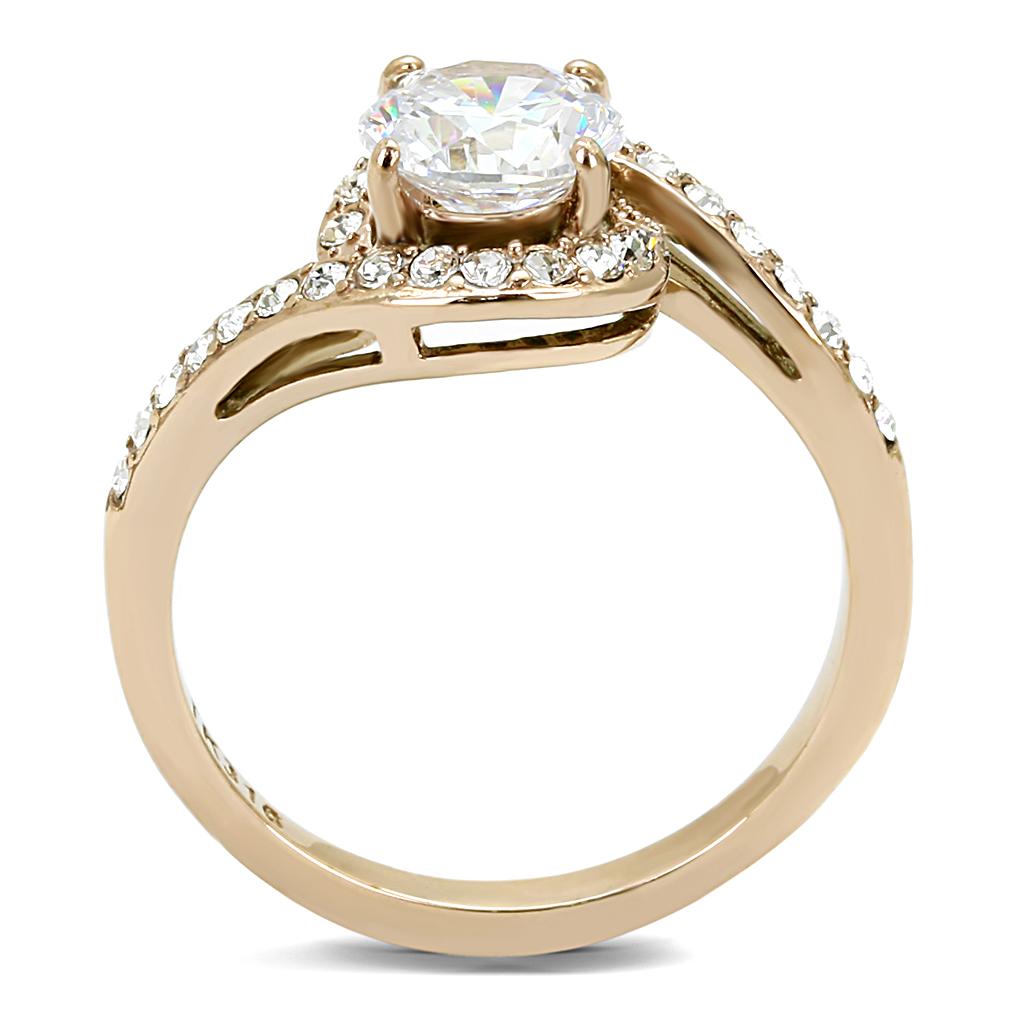 MATK3178 - IP Rose Gold(Ion Plating) Stainless Steel Ring with AAA Grade CZ  in Clear