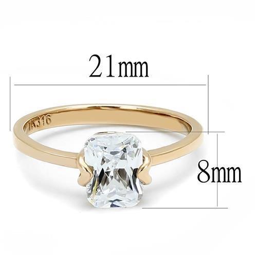 MATK3179 - IP Rose Gold(Ion Plating) Stainless Steel Ring with AAA Grade CZ  in Clear