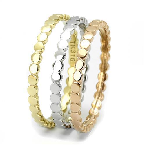 MATK3180 - IP Gold & IP Rose Gold (Ion Plating) Stainless Steel Ring with No Stone