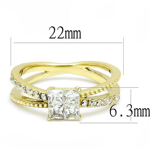 MATK3181 - IP Gold(Ion Plating) Stainless Steel Ring with AAA Grade CZ  in Clear