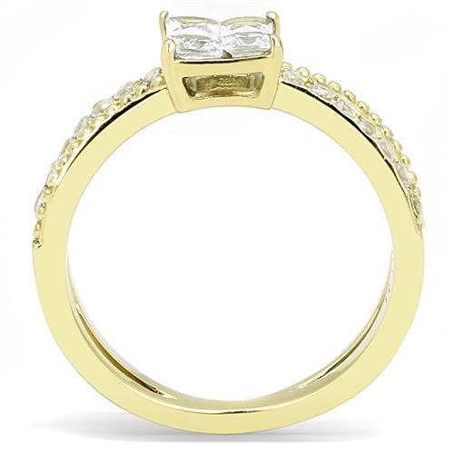 MATK3181 - IP Gold(Ion Plating) Stainless Steel Ring with AAA Grade CZ  in Clear