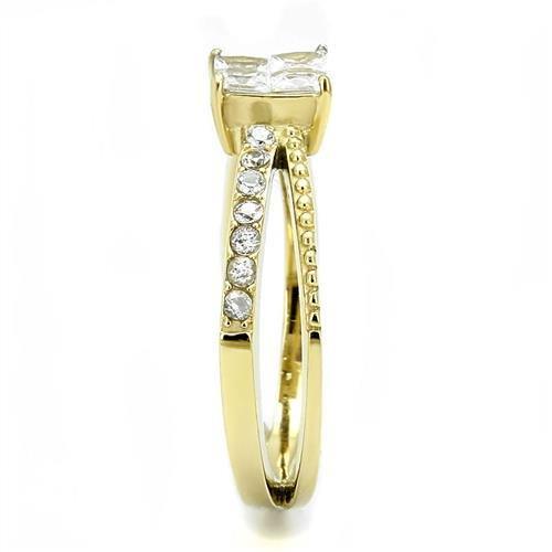 MATK3181 - IP Gold(Ion Plating) Stainless Steel Ring with AAA Grade CZ  in Clear