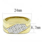 MATK3186 - Two-Tone IP Gold (Ion Plating) Stainless Steel Ring with Top Grade Crystal  in Clear