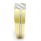 MATK3186 - Two-Tone IP Gold (Ion Plating) Stainless Steel Ring with Top Grade Crystal  in Clear