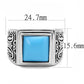 MATK3188 - High polished (no plating) Stainless Steel Ring with Synthetic Turquoise in Sea Blue