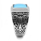 MATK3188 - High polished (no plating) Stainless Steel Ring with Synthetic Turquoise in Sea Blue