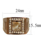 MATK3190 - IP Coffee light Stainless Steel Ring with Semi-Precious Rain Flower Stone in Brown