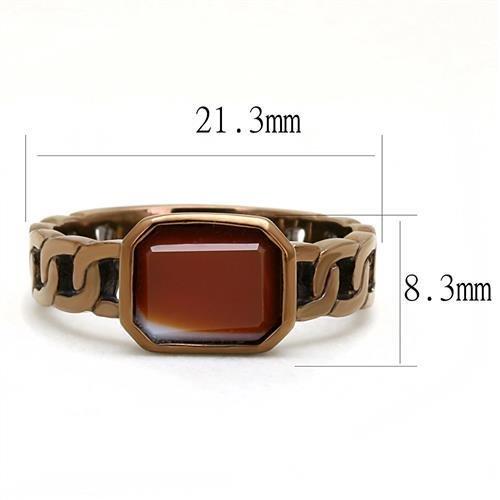MATK3193 - IP Coffee light Stainless Steel Ring with Semi-Precious Agate in Siam