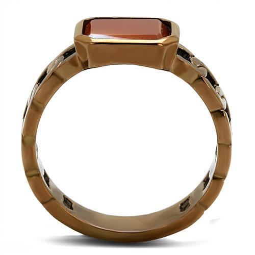 MATK3193 - IP Coffee light Stainless Steel Ring with Semi-Precious Agate in Siam