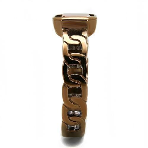 MATK3193 - IP Coffee light Stainless Steel Ring with Semi-Precious Agate in Siam
