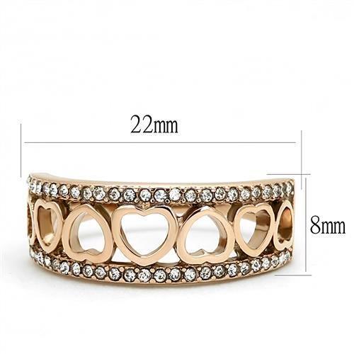 MATK3194 - IP Rose Gold(Ion Plating) Stainless Steel Ring with Top Grade Crystal  in Clear