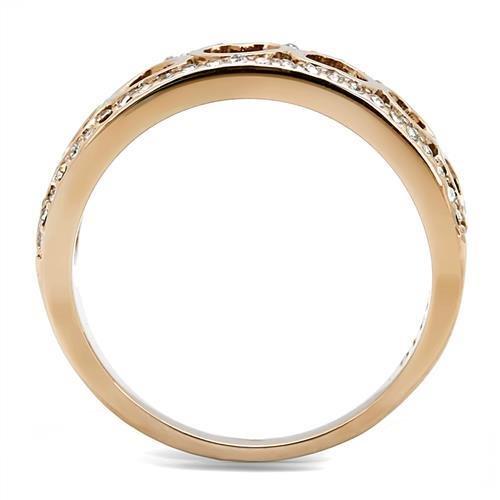MATK3194 - IP Rose Gold(Ion Plating) Stainless Steel Ring with Top Grade Crystal  in Clear