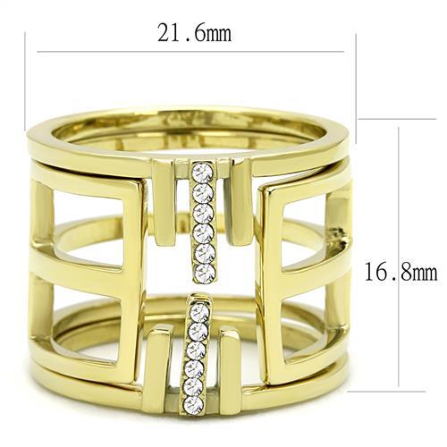MATK3198 - IP Gold(Ion Plating) Stainless Steel Ring with Top Grade Crystal  in Clear